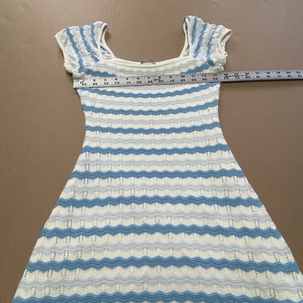 Hollister Women's XS Blue/White Striped Lined Crochet Dress Nautical Preppy Surf - Picture 7 of 11